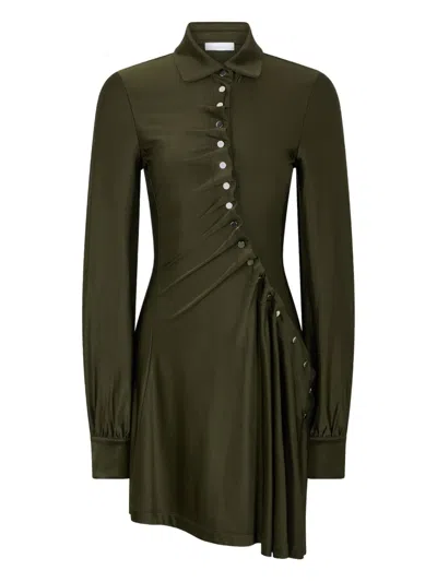RABANNE BUTTON-EMBELLISHED DRAPED DRESS