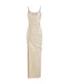Rabanne Metallic Pleated Dress With Side-button Ruched Detail In Nude