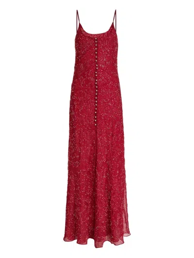 Rabanne Firework Embellished Button-front Maxi Dress In Red
