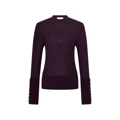 Rabanne Button-cuff Knitted Sweater In Purple