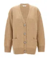 Rabanne Logo Button Cardigan In Nude