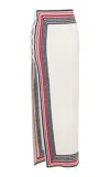 Rabanne Buttoned Knit Cotton-blend Maxi Skirt In Stripe