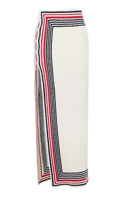 Rabanne Buttoned Knit Cotton-blend Maxi Skirt In White