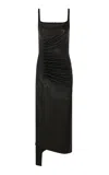 Rabanne Buttoned Leather Midi Dress In Black
