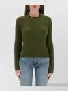 Rabanne Textured Knit Sweater With Braided Detail In Green