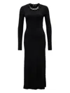 Rabanne Chain Collar Long-sleeve Wool-cashmere Midi Sweater Dress In Black