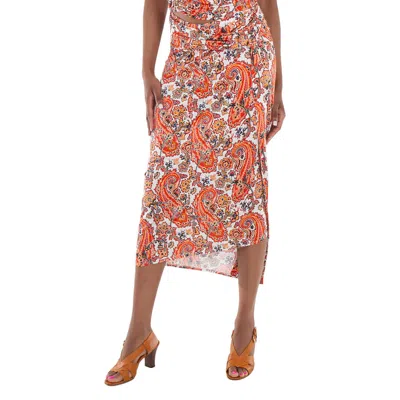 Rabanne Cachemire Creme Paisley Jupe Skirt In Red