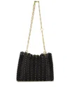 Rabanne Black Shoulder Bag With Two Chain-link Shoulder Straps And Logo Engraved Discs In Leather Woman In Black