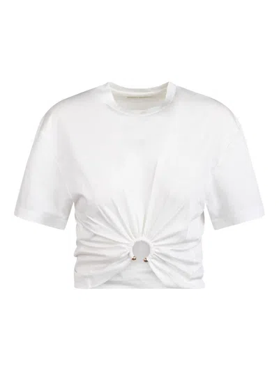 Rabanne T-shirt With Curled Detail In White