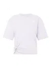 Rabanne White Cotton T-shirt With Silver Logo Plaque In Gris