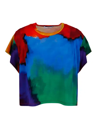 Rabanne Tie Dye Patterned Crew Neck T-shirt In Multicolour