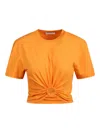 Rabanne T-shirt With Round Neck And Short Sleeves In Orange