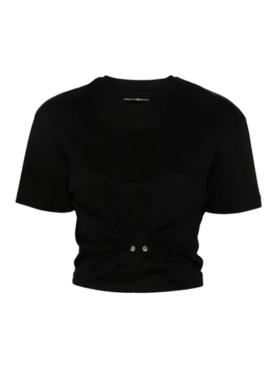 Rabanne Cotton Cropped T-shirt In Black
