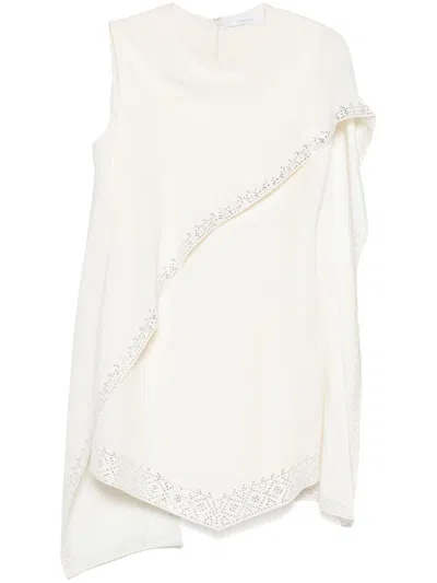 Rabanne Cape-detail Mini Dress In Neutrals