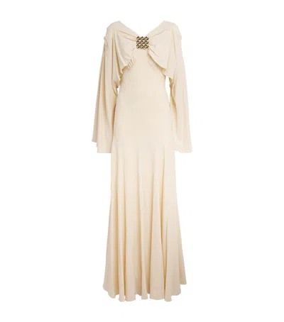 Rabanne Cape-sleeve Gown In Yellow