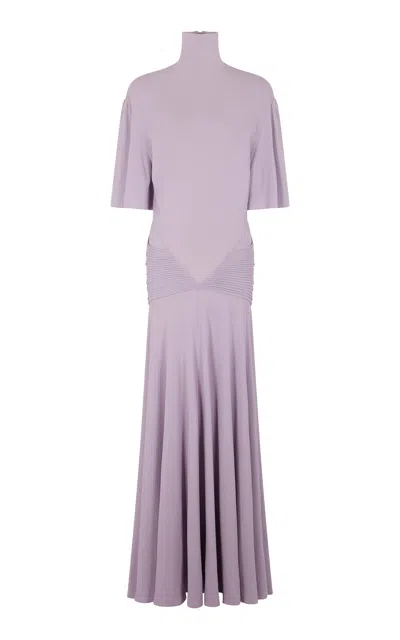 Rabanne Cape-sleeve Maxi Dress In Purple