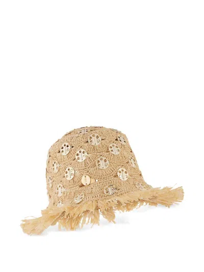 Rabanne Women Beige Woven Bucket Hat In Neutral