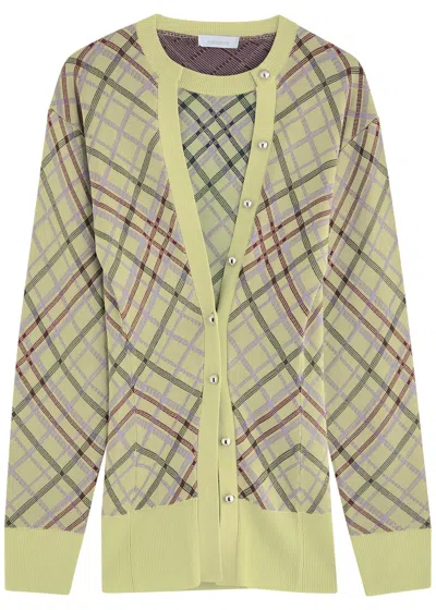 Rabanne Cardigan-effect Argyle Knitted Jumper In Multi Print