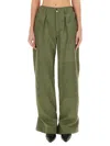 Rabanne Wide Leg Cargo Trousers With Pleated Front In Animal Print