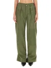 Rabanne Relaxed Wide-leg Cargo Pants With High Waist And Practical Pockets In Green