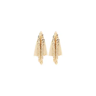 Rabanne Cascading Metallic Mesh Earrings With Triangular Accents In Gold