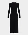 Rabanne Chain Collar Long-sleeve Wool-cashmere Midi Sweater Dress In Black