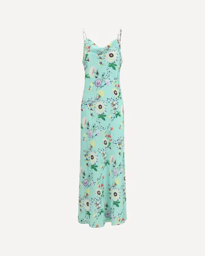 Rabanne Chain-embellished Floral-print Satin Midi Dress In Green