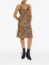 Rabanne Chain-detail Leopard-print Midi Dress In Brown