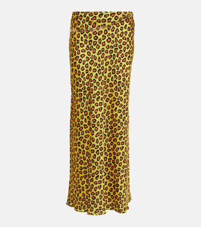 Rabanne Chain-detail Leopard-print Satin Slip Skirt In Multicoloured