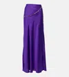 Rabanne Satin Long Skirt W/chain In Purple
