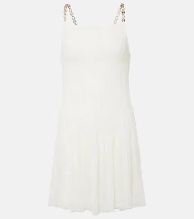 Rabanne Chain-detail Pleated Silk-blend Minidress In White