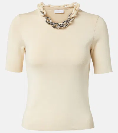 RABANNE CHAIN-DETAIL SILK AND COTTON-BLEND TOP