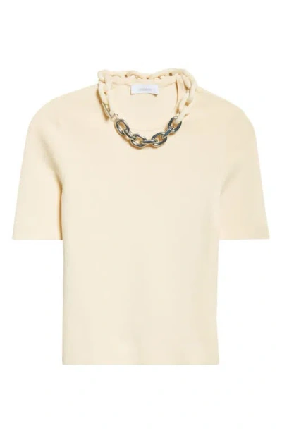 RABANNE RABANNE CHAIN DETAIL SILK & COTTON RIB TOP