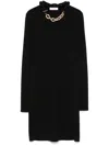 Rabanne Womens Chain-embellished Stretch-cotton Mini Dress Black In Black