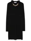 Rabanne Womens Chain-embellished Stretch-cotton Mini Dress Black In Black
