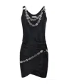 Rabanne Chain-link Gathered O-ring Sleeveless Mini Dress In Black