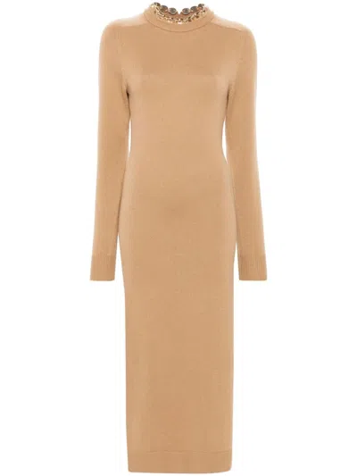 Rabanne Chain-embellished Dress In Brown