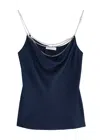 Rabanne Chain-embellished Satin Camisole Top In Navy