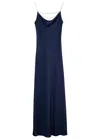 Rabanne Chain Strap Satin Finish Floor-length Dress In Navy
