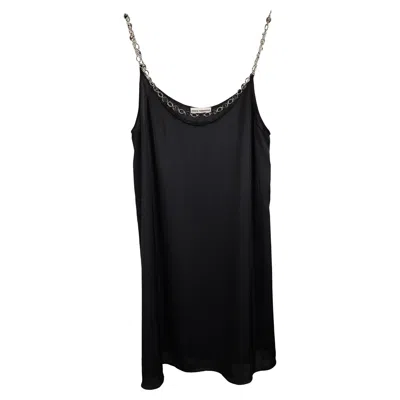 Rabanne Chain-embellished Satin Mini Dress In Black Polyester