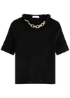 Rabanne Cropped Chain-embellished Cotton T-shirt In Black