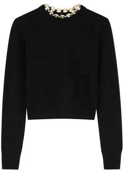 Rabanne Chain-embellished Wool-blend Jumper In Black
