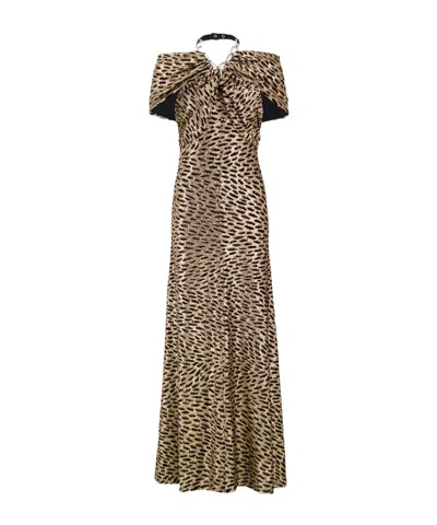 Rabanne Chain Halter Maxi Dress In Brown