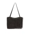 Rabanne Woven Leather Shoulder Bag With Metallic Accents In Black