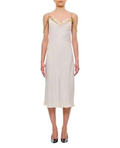 Rabanne Chain-embellished Satin Midi Slip Dress In White