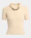 Rabanne Chain Necklace Short-sleeve Sweater In Cream