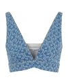 Rabanne Chain-print Cropped Denim Top In Blue