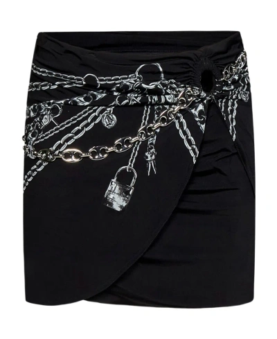 Rabanne Chain-print Mini Skirt In Black