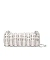 Rabanne Chain Strap Perforated Shoulder Bag In White