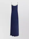 Rabanne Chain Strap Satin Finish Floor-length Dress In Blue